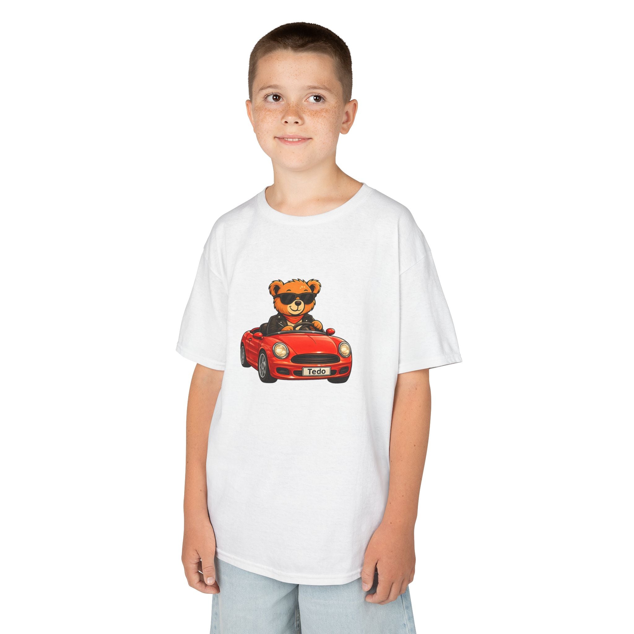 Kinder Design T-Shirt Tedo Car - Weiß – Hauptansicht