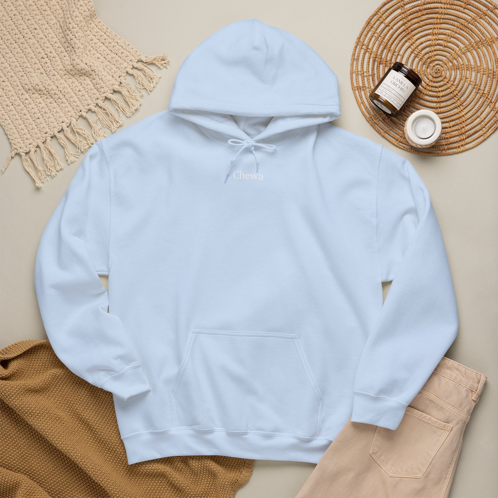 Chewa Hoodie - Hellblau / Weiß