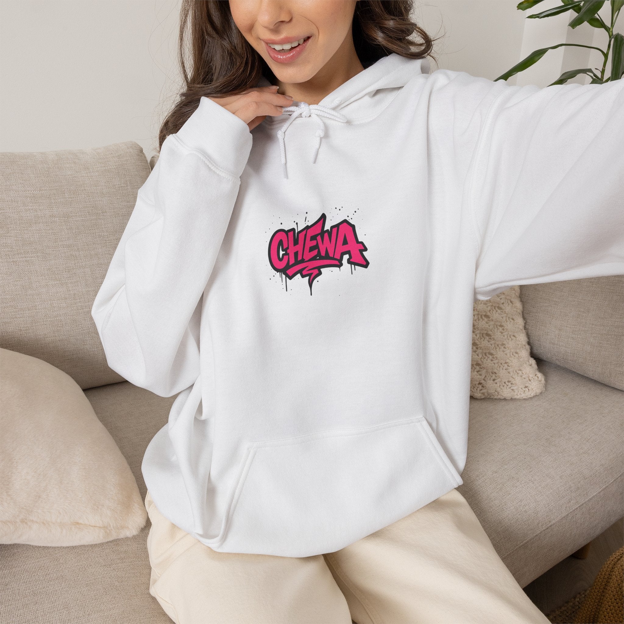 Design Hoodie Chewa - Weiß / Pink