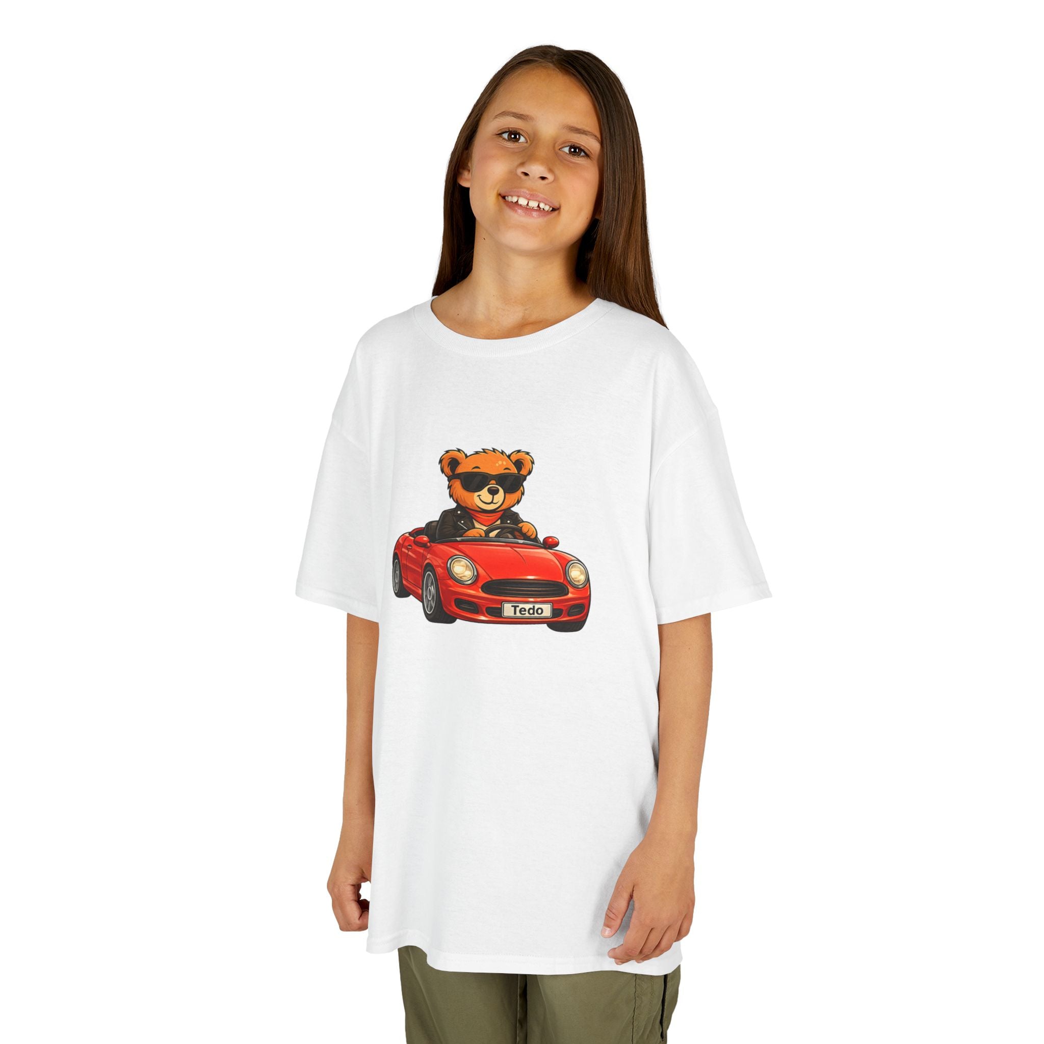 Kinder Design T-Shirt Tedo Car - Weiß – Produktansicht 3