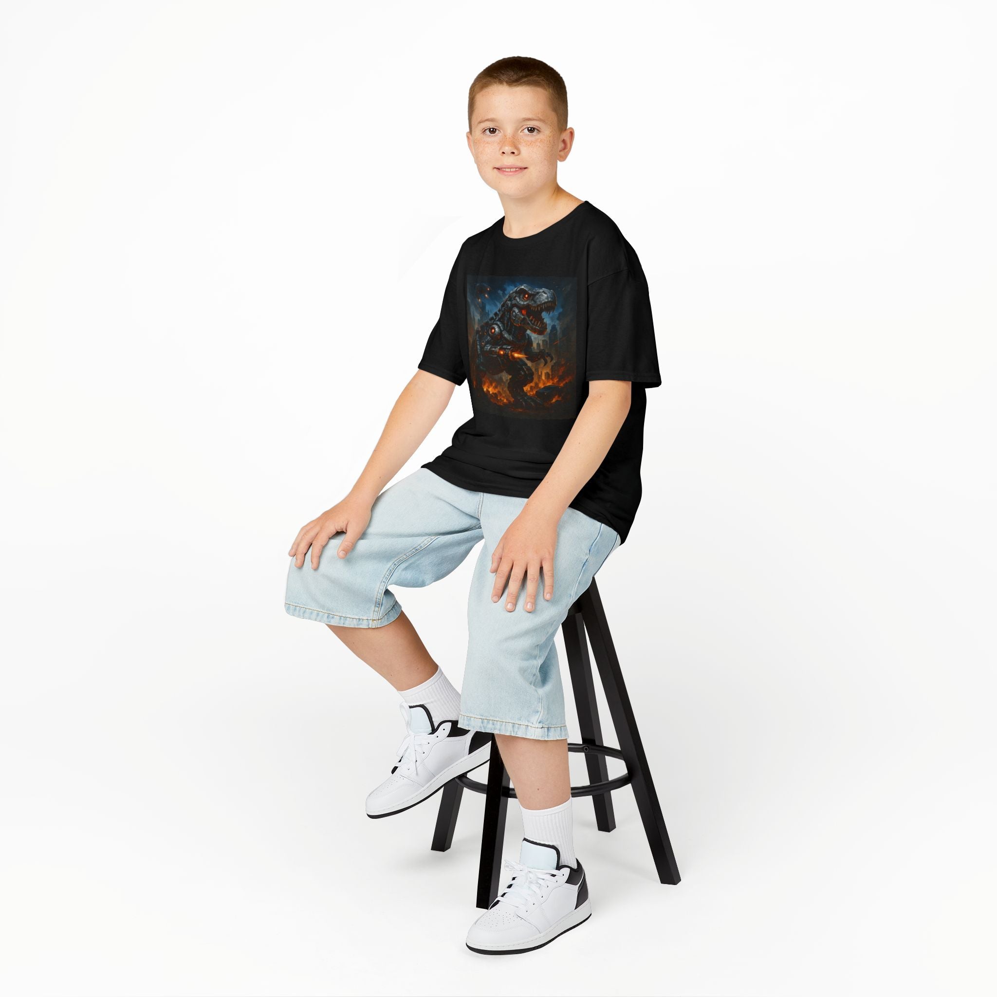 Kinder Design T-Shirt Robo - Schwarz – Produktansicht 3