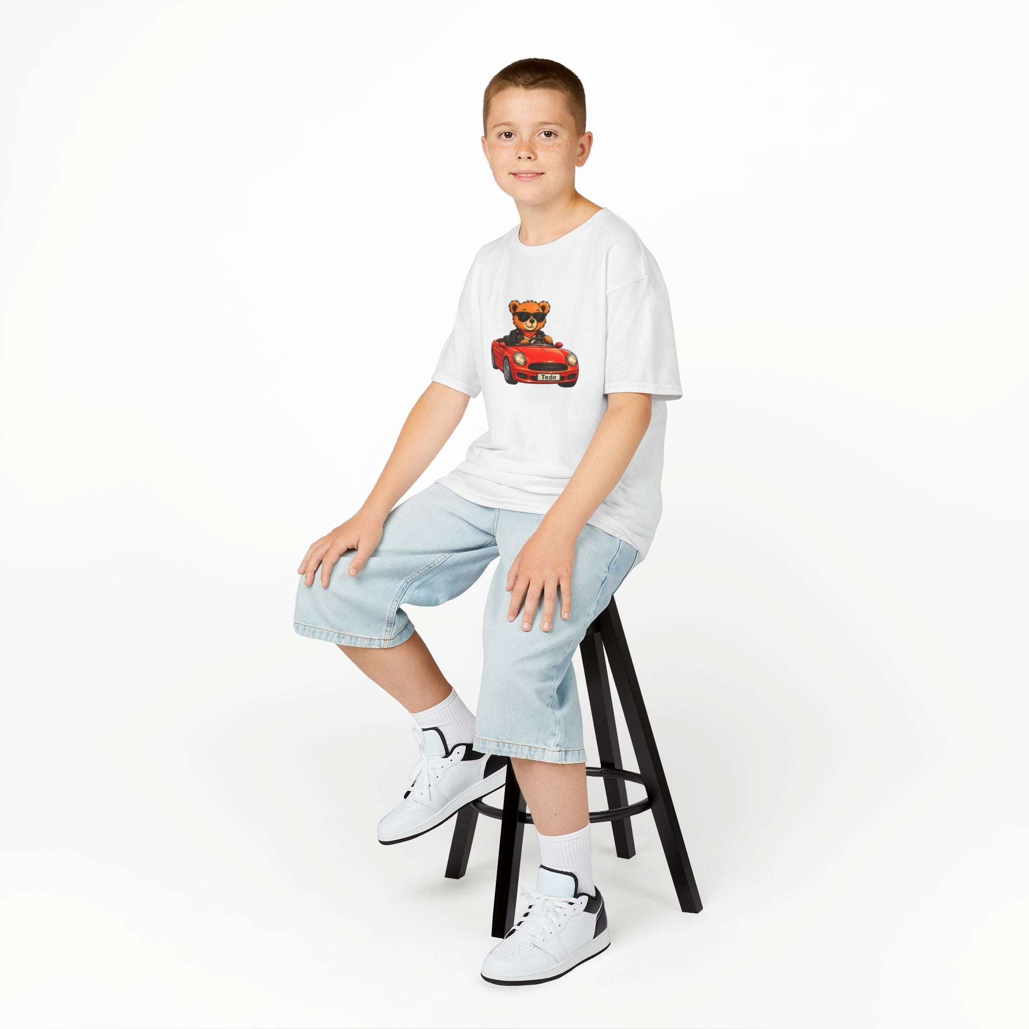 Kinder Design T-Shirt Tedo Car - Weiß – Produktansicht 5