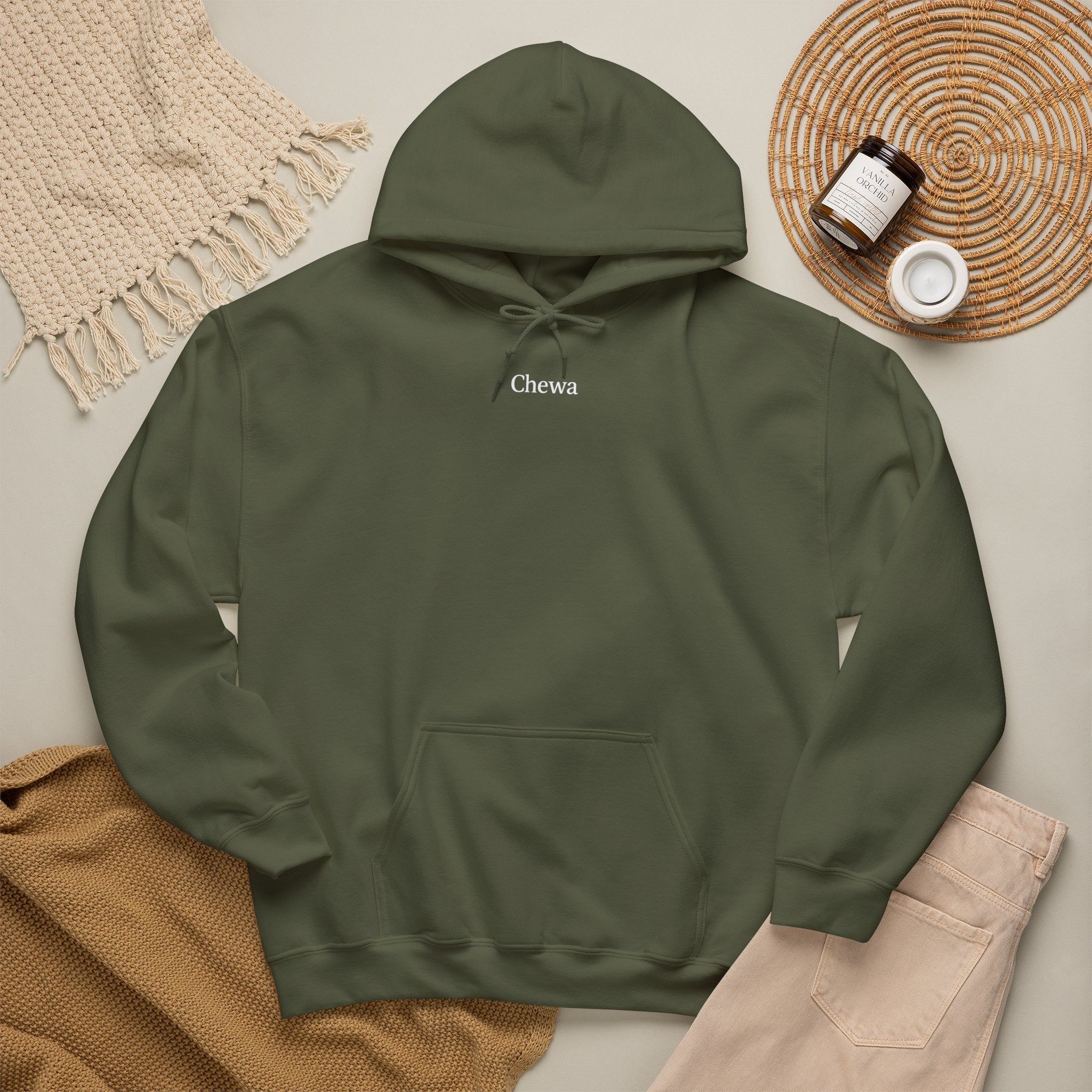 Chewa Hoodie - Army / Weiß