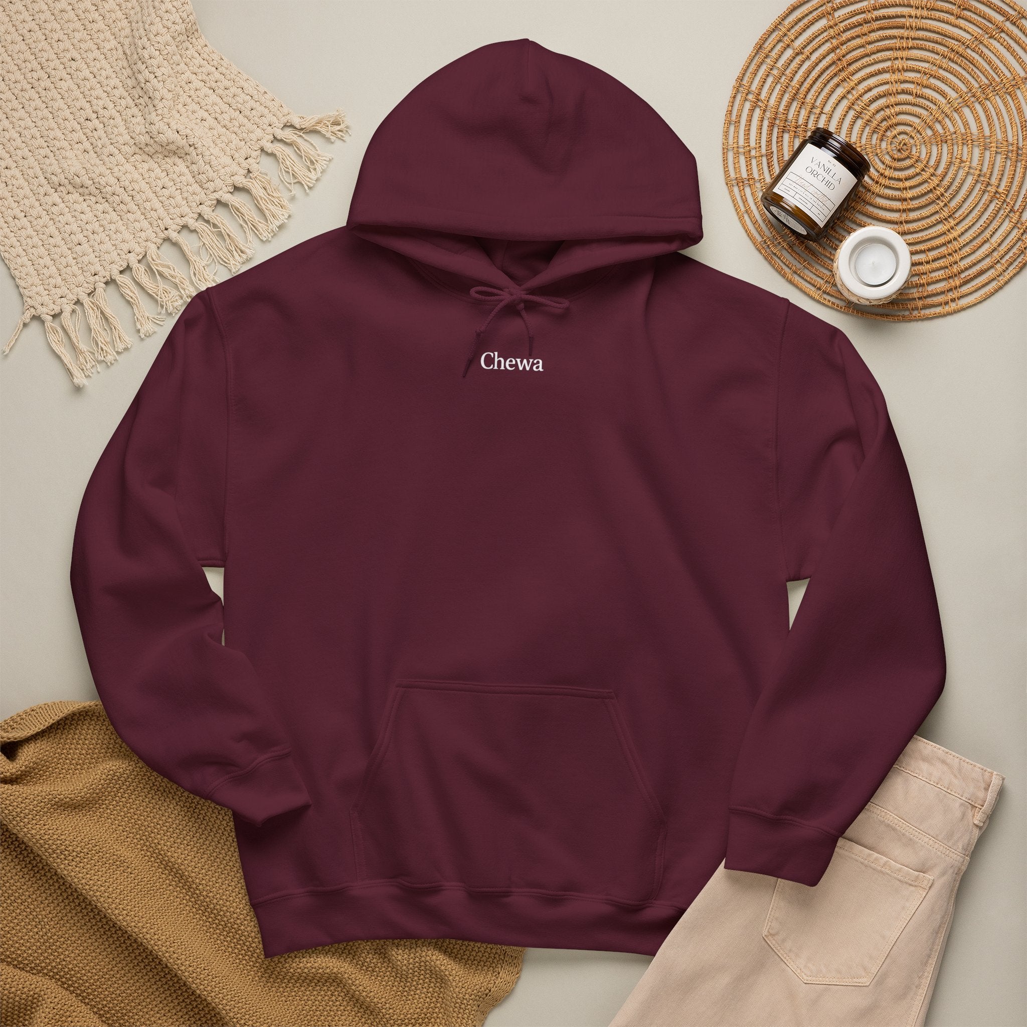 Chewa Hoodie - Kastanienbraun / Weiß