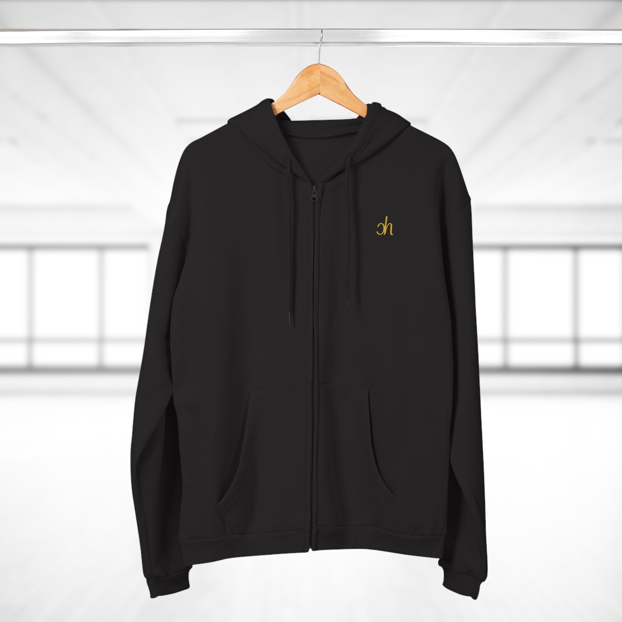 CH Zip Hoodie - Schwarz / Gold – Hauptansicht